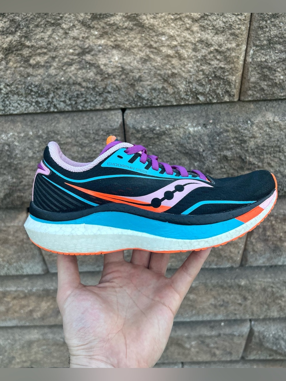 Saucony Endorphin Speed Womens Size 6 Black Blue Athletic Running Shoes Sneakers